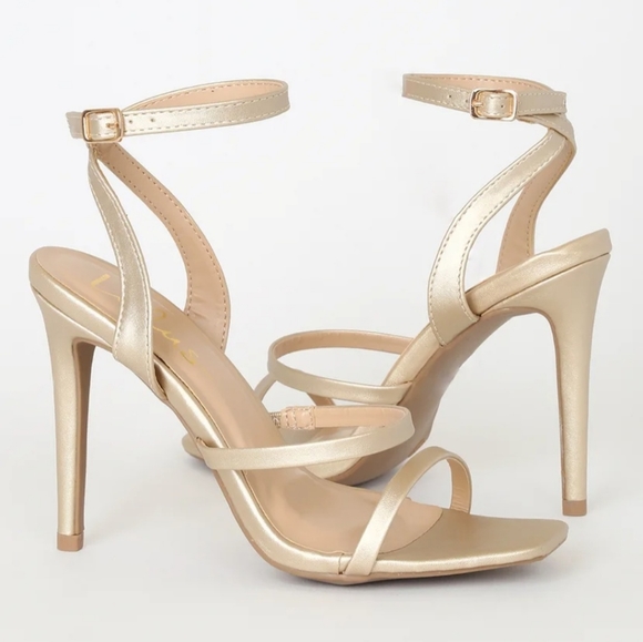 Lulu's Leticiya gold ankle strap high heel - Picture 2 of 3